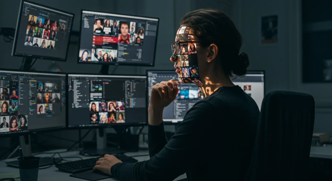 Young person's face lit by smartphone showing intense social media engagement with notification reflections in eyes