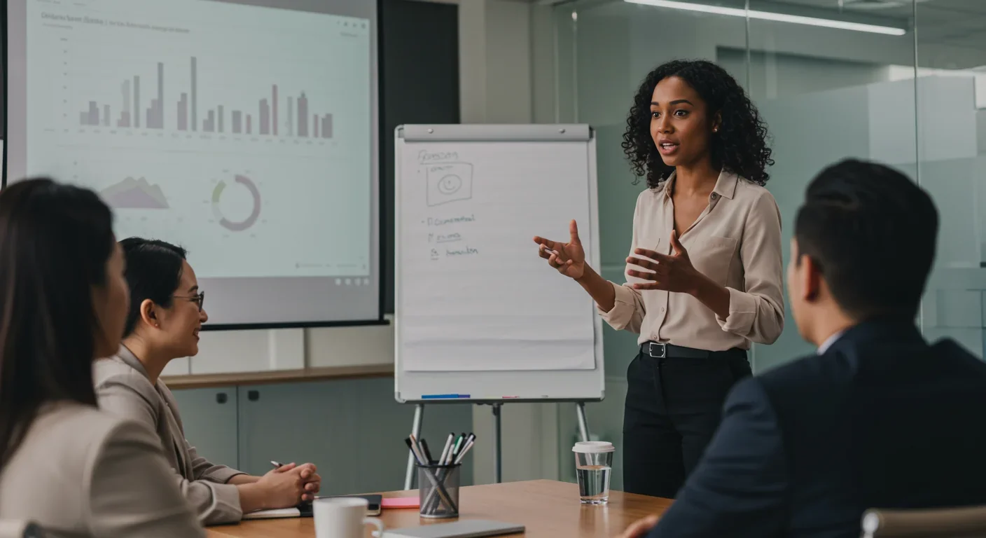 Introverted professional demonstrating quiet confidence while working at desk