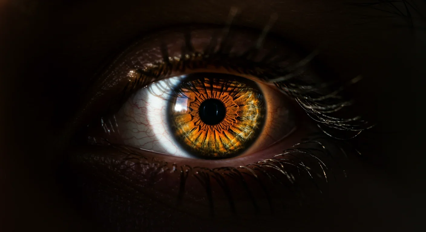 Close-up of eye with beam of light illustrating selective attention