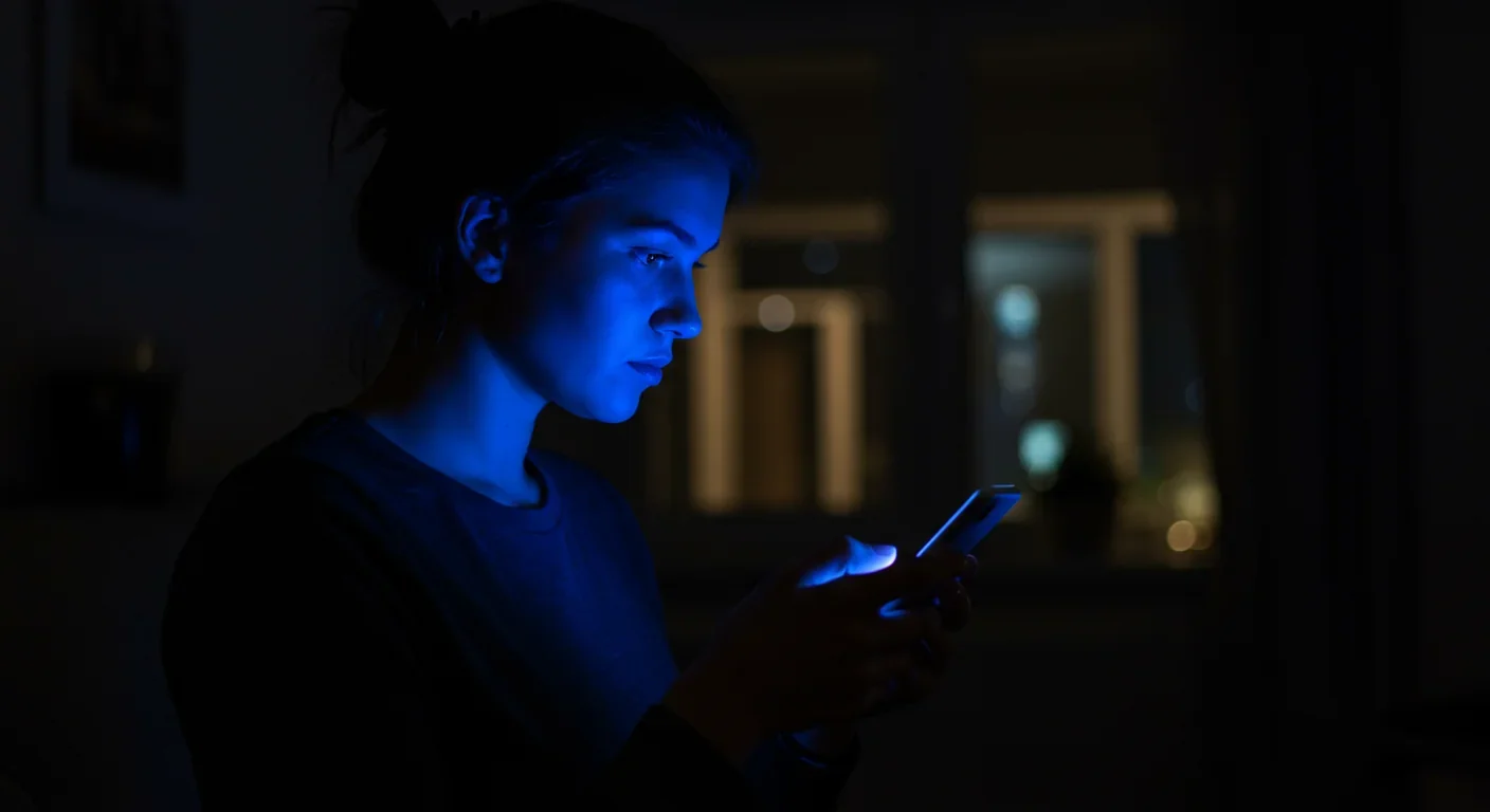 Person scrolling through smartphone in dimly lit room showing social media engagement