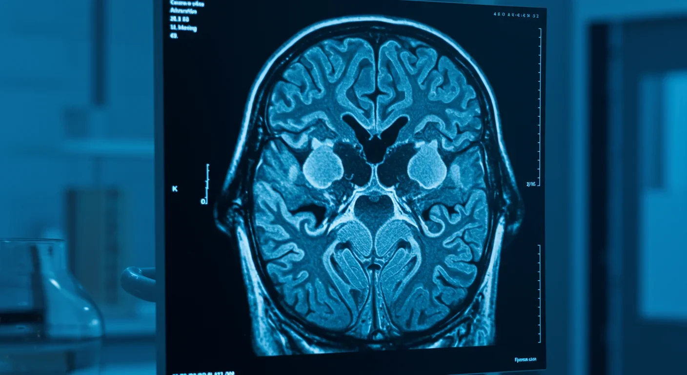 fMRI brain scan showing neural activity on medical monitor
