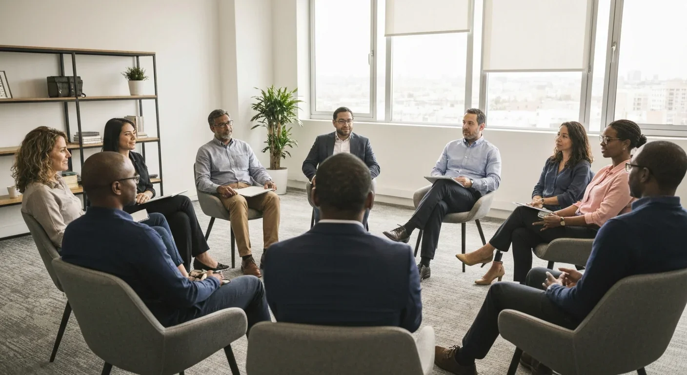 Adults discussing memories and early childhood experiences