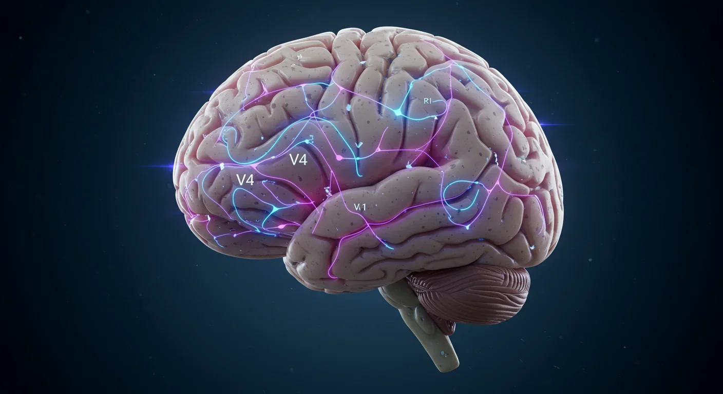 Brain neural pathways in visual cortex showing contrast processing mechanisms