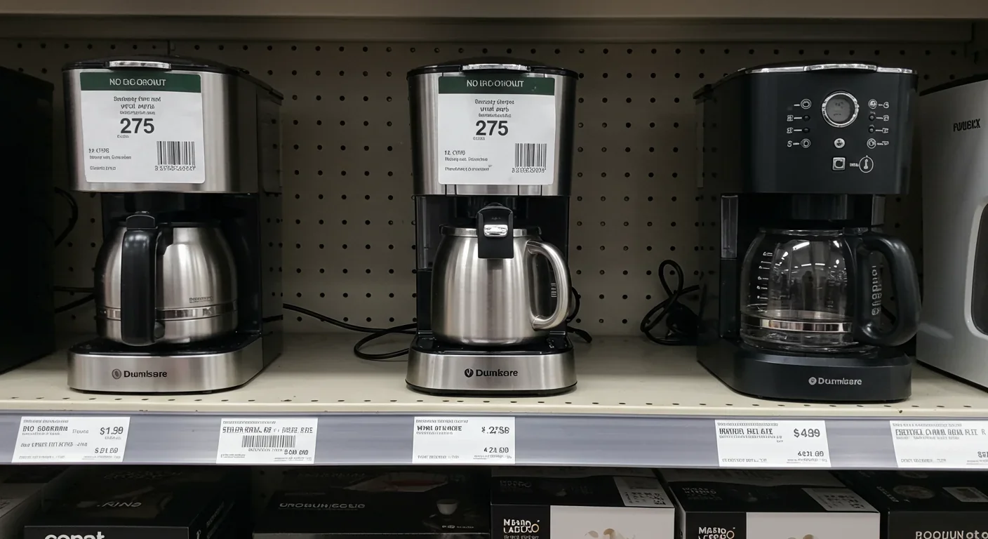 Three coffee makers with different price points demonstrating decoy pricing strategy
