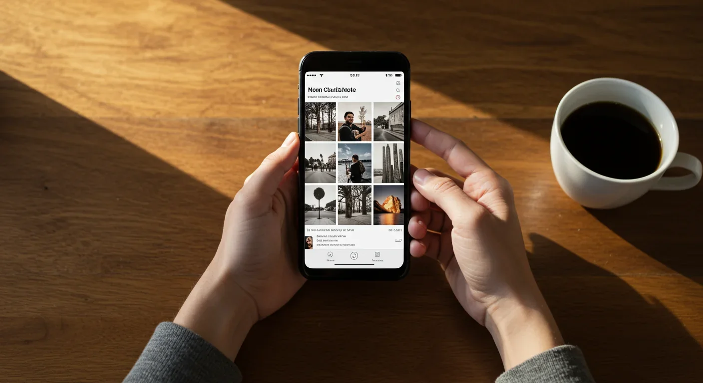 Person scrolling through curated social media feed on smartphone