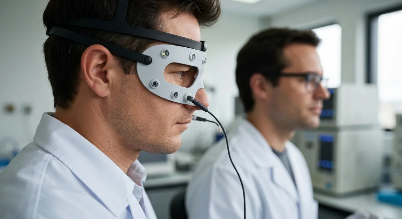 EEG equipment used in neuroscience research on facial recognition and brain activity