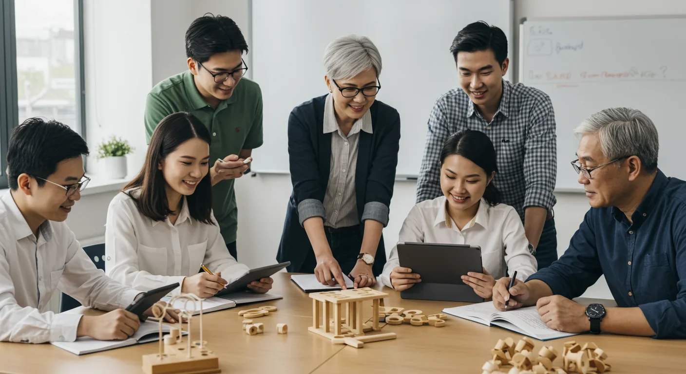 Students collaborating in classroom demonstrating social learning and knowledge transmission across generations