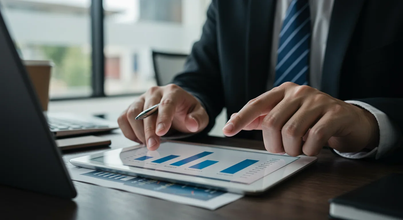 Business professional analyzing pricing strategy with three-option comparison