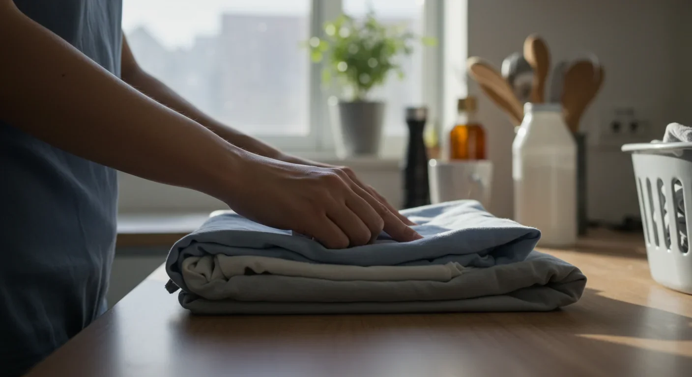Hands performing repetitive household task, illustrating how mundane activities activate the Default Mode Network for creative insight