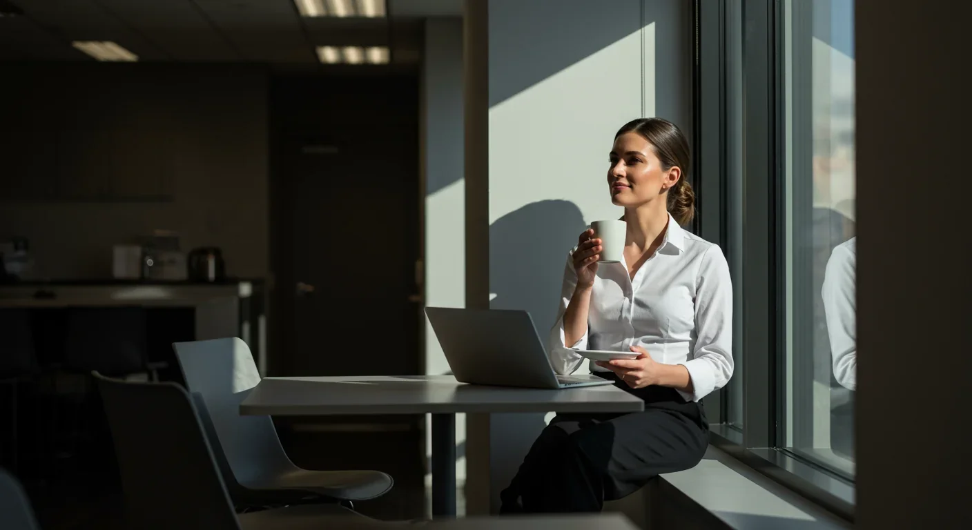 Professional taking a mindful break from work to recharge and recover