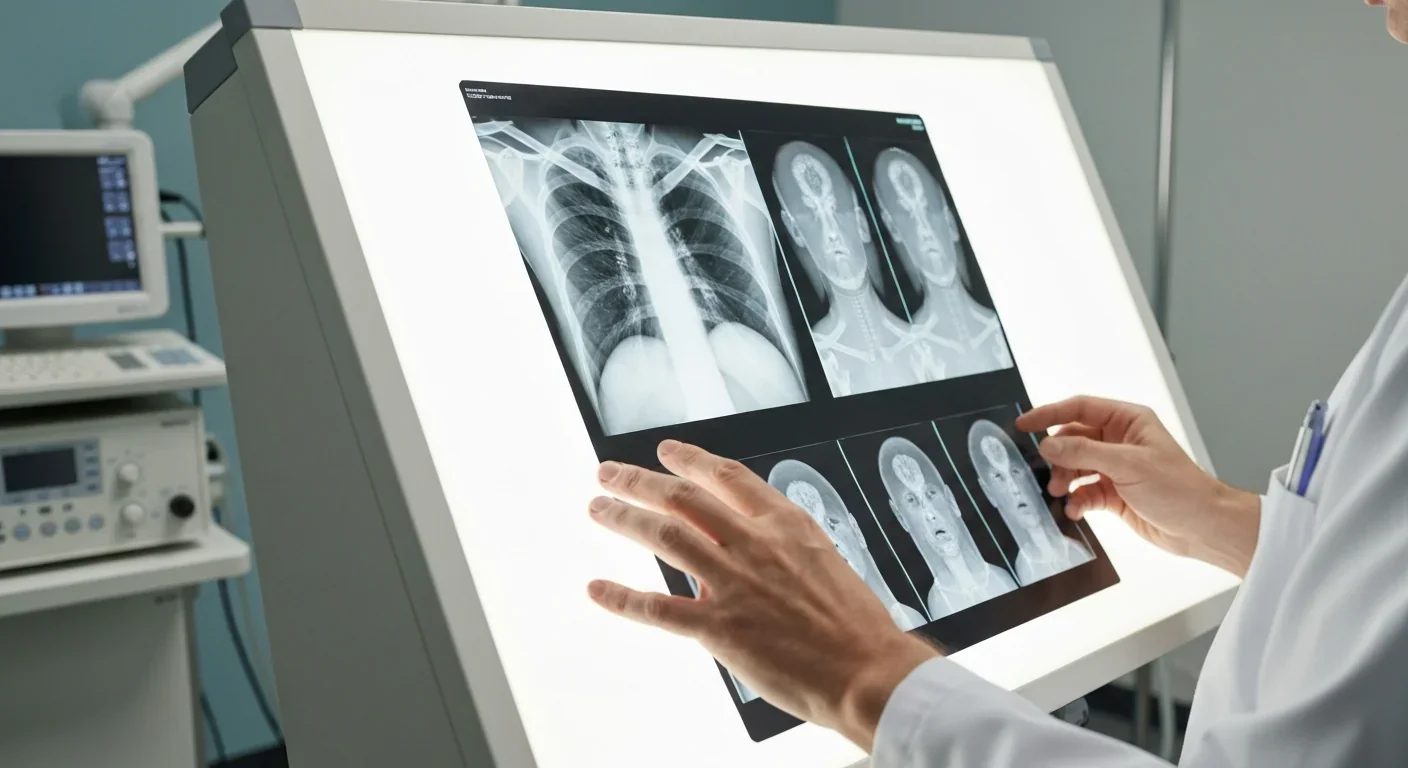 Physician carefully examining medical imaging scans for diagnosis