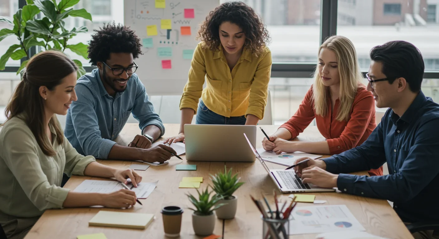 Group of people collaborating cooperatively, demonstrating the social tolerance characteristic of self-domesticated humans