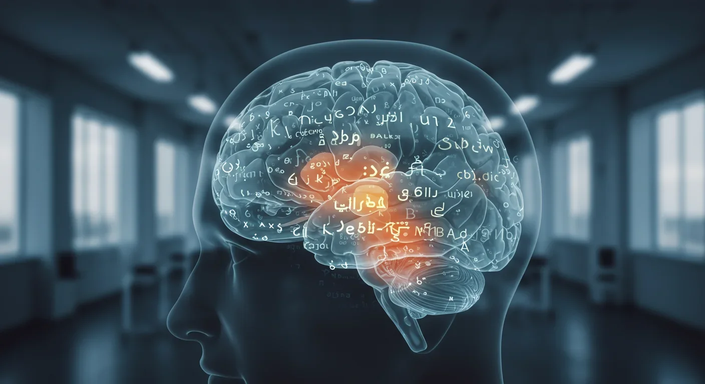 Brain scan showing neural activation patterns for different languages