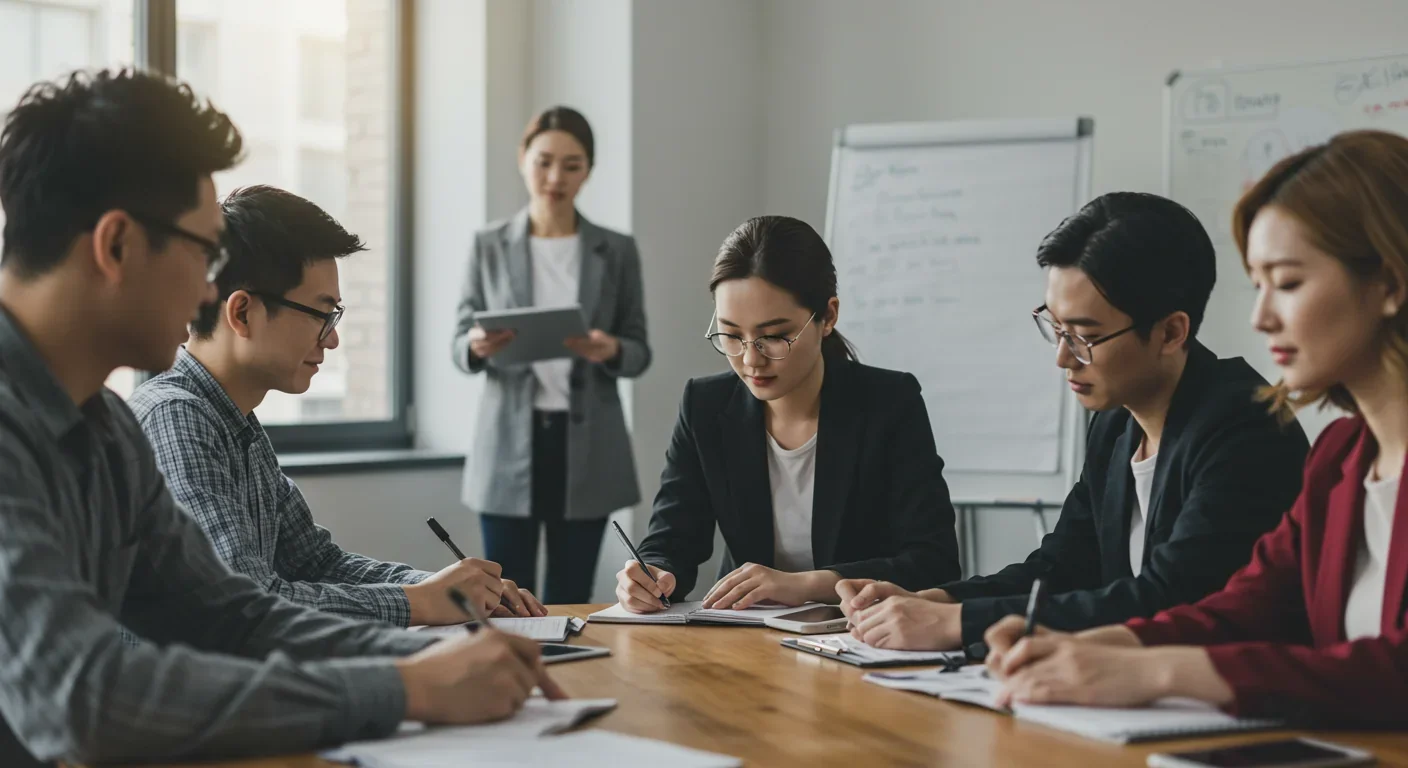 Diverse group of professionals attending a workshop on communication and psychology