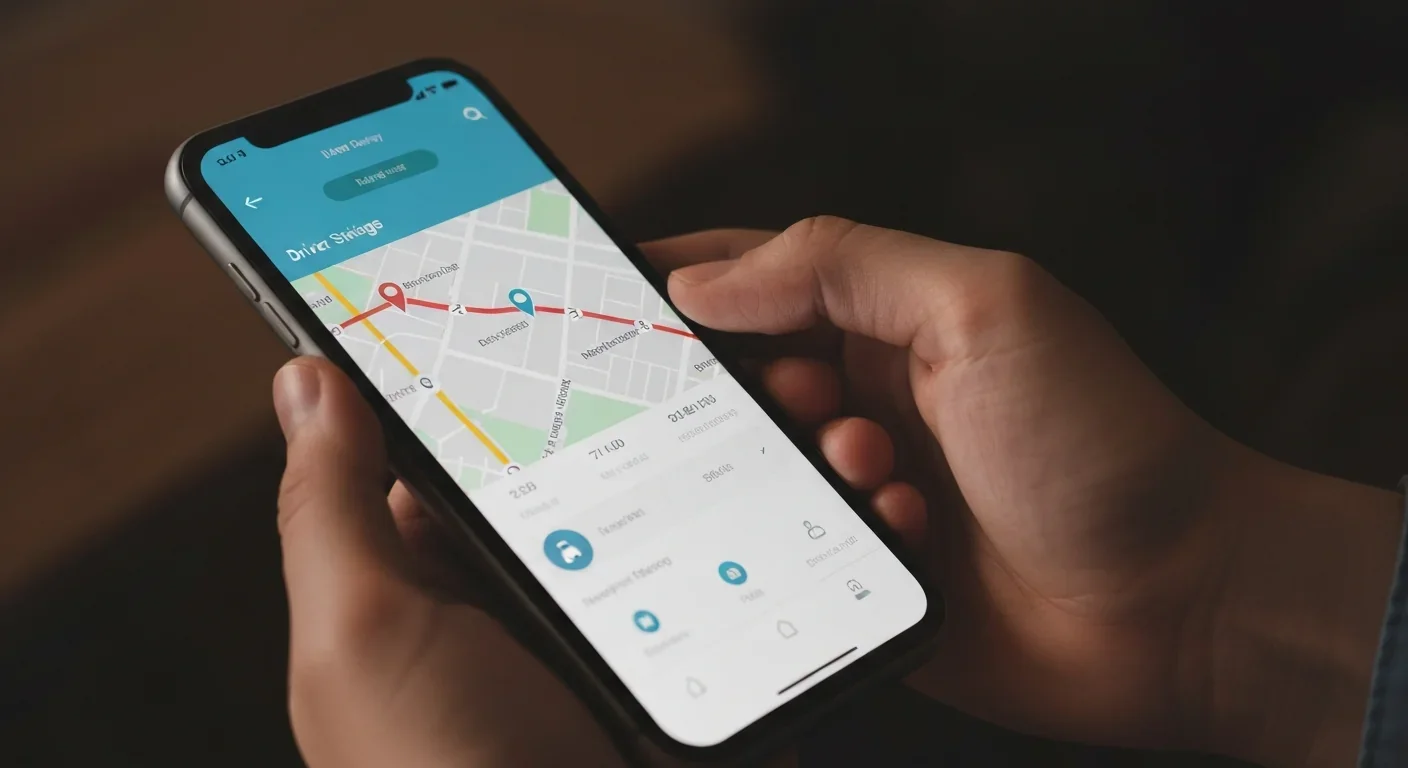 Smartphone screen showing real-time delivery tracking with driver location