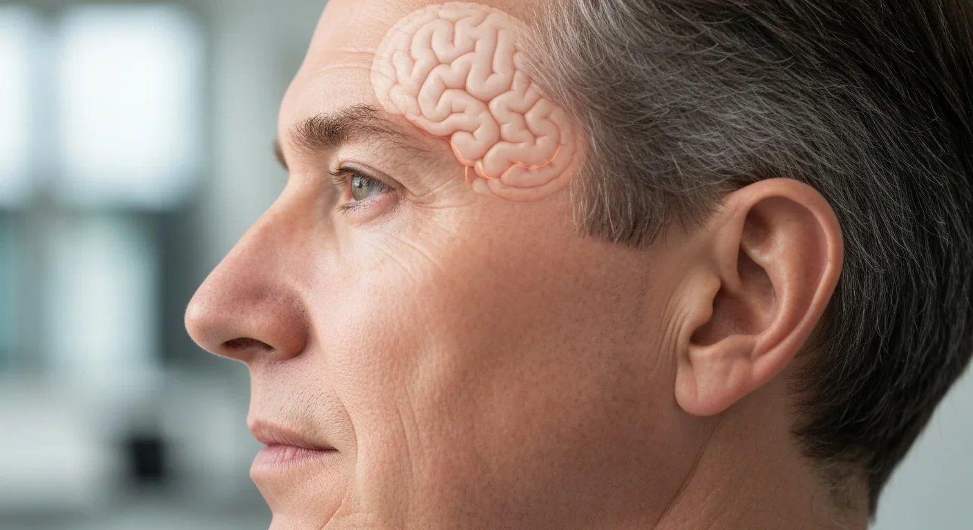 Side profile showing brain's superior temporal sulcus where audiovisual integration occurs