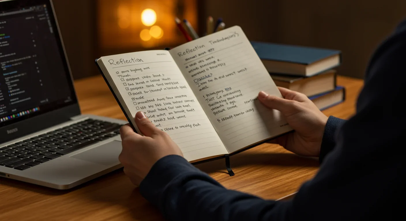 Student using multiple metacognitive study strategies including flashcards and concept mapping