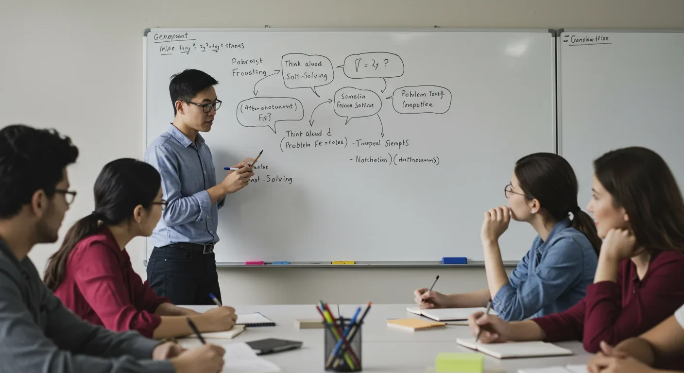 Teacher demonstrating metacognitive thinking through think-aloud problem-solving