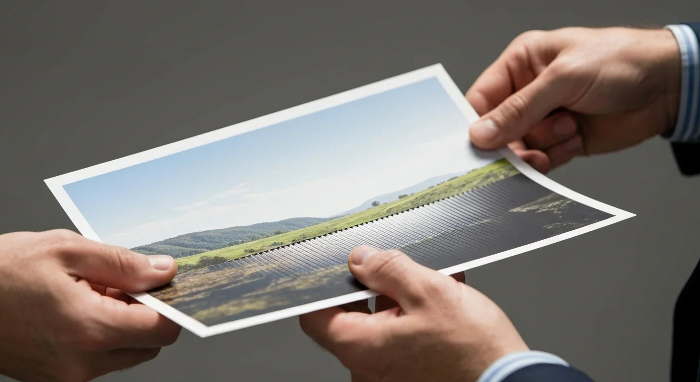 Close-up of a lenticular print held at an angle showing visible lens ridges that create a 3D depth illusion