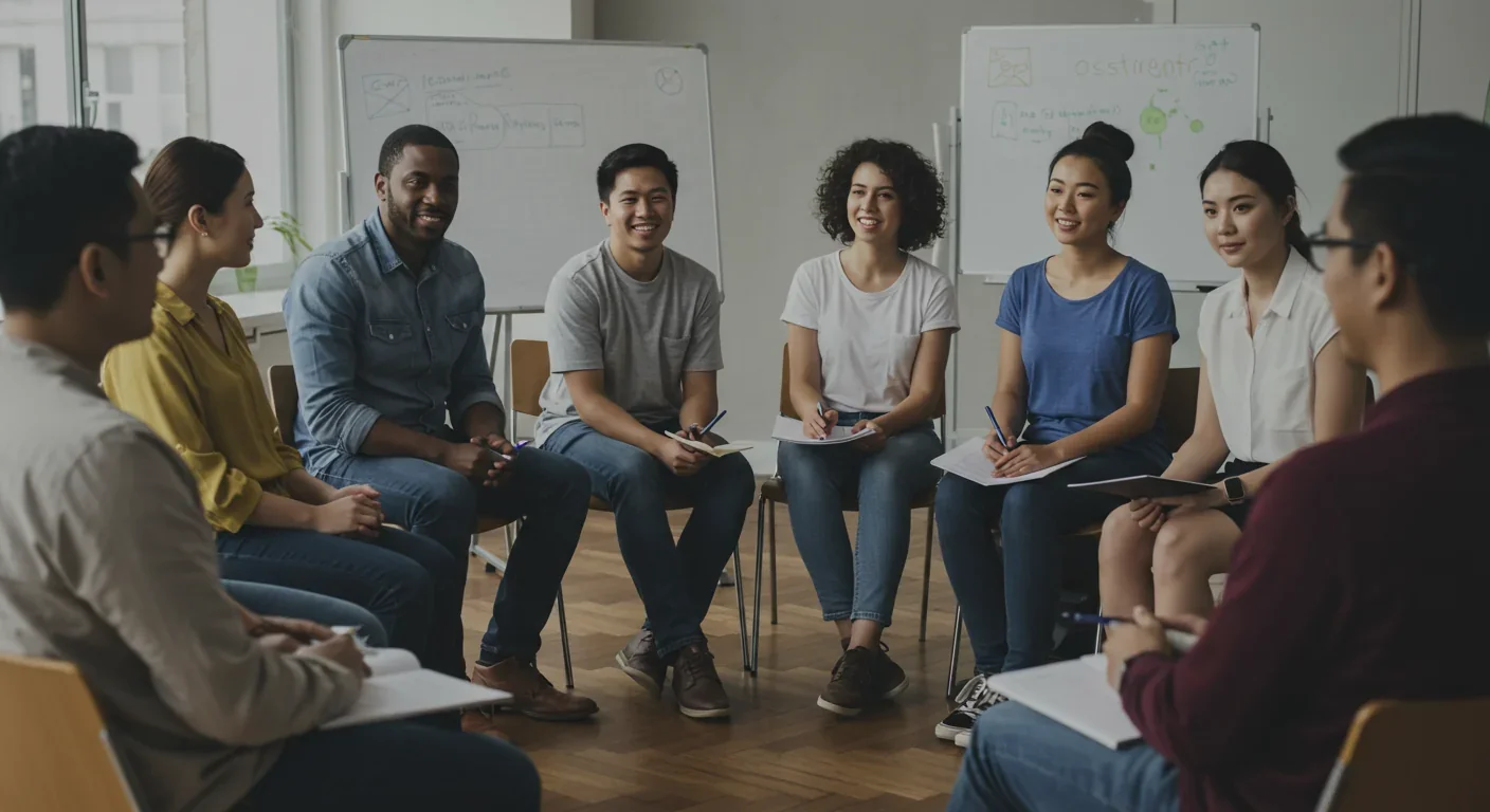 Two people engaged in thoughtful conversation in a cafe setting, representing open dialogue and diverse perspectives