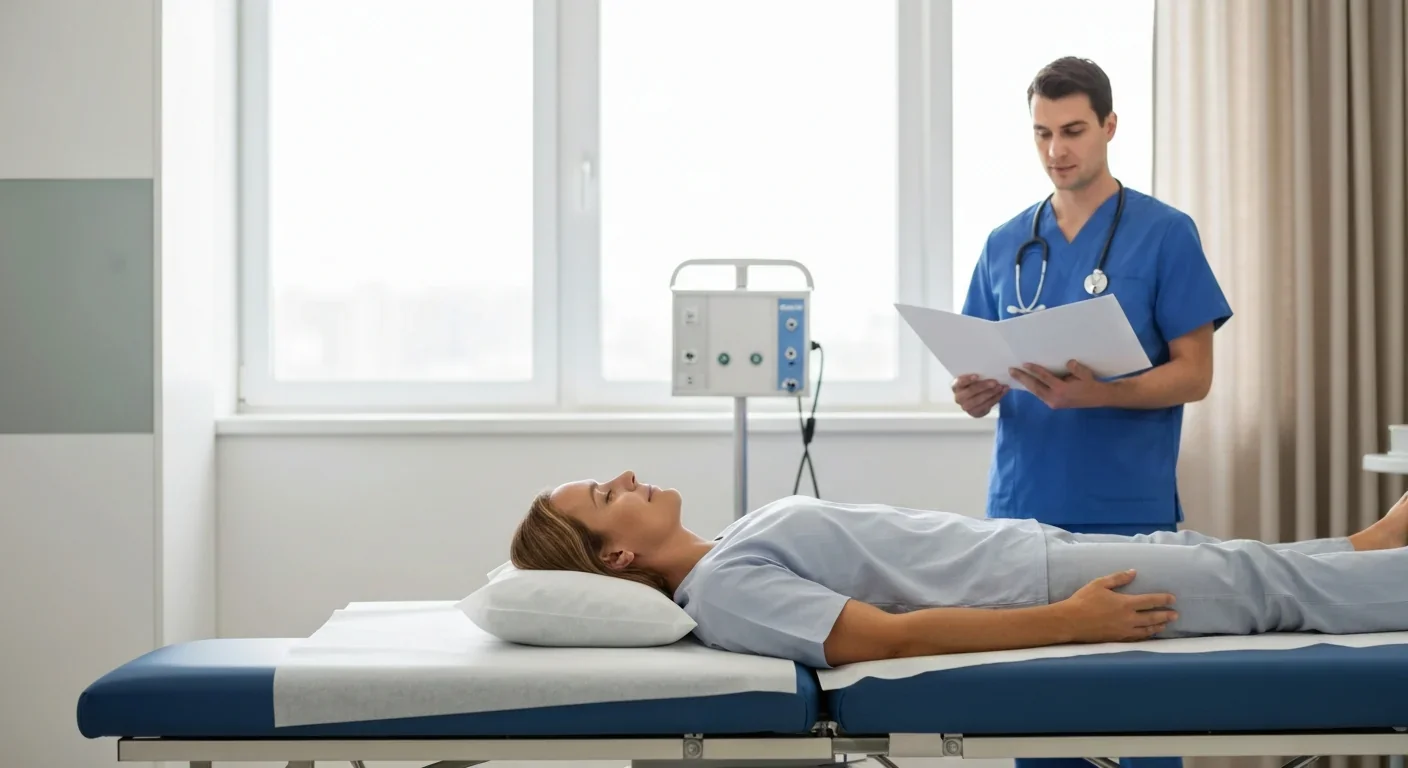 Healthcare professional attending to adult patient during medical procedure, illustrating peak-end rule in clinical settings