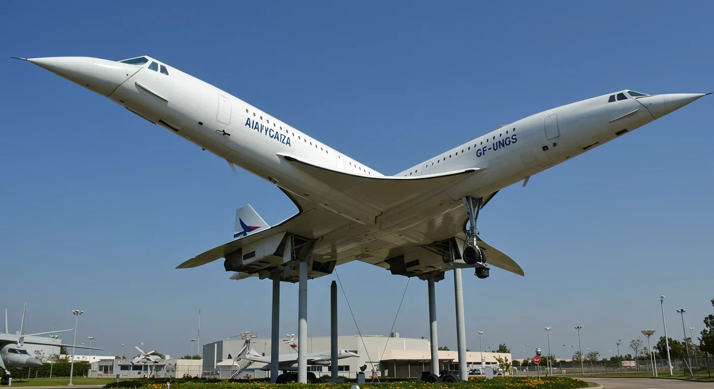 Concorde supersonic jet on display showcasing its distinctive design