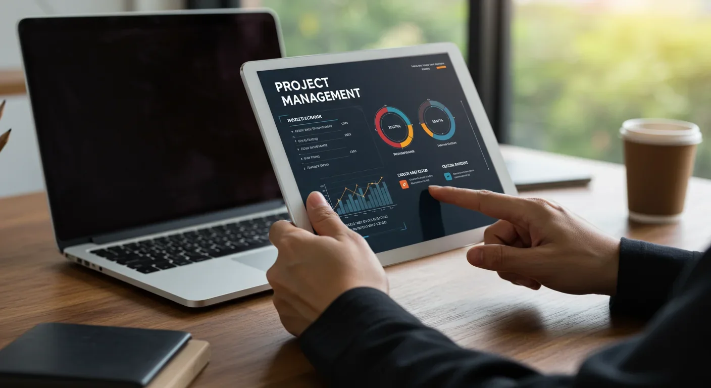 Project management software displaying milestone reviews and decision checkpoints