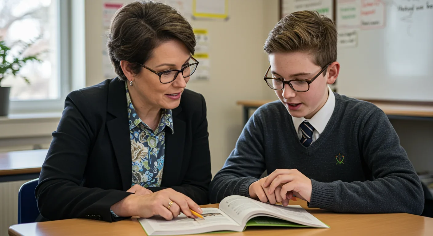 Teacher working patiently with student demonstrating situational awareness and empathy in education